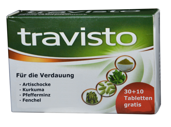 Travisto, 30 Tabletten, entkrampft Verdauungstrakt, erleichtert die Verdauung, Extrakte aus Artischocke, Pfefferminz, Kümmel, Kurkuma